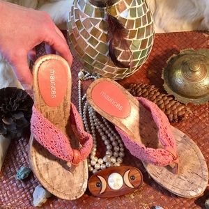 NEW! Maurice’s Beachy Cork Wedge Platform Sandals